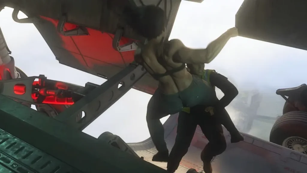 Will GTA 6 Have Destructible Buildings and Environments? Lucia fights a man inside an airplane landing gear bay in a high-altitude action scene from GTA 6 Trailer 2
